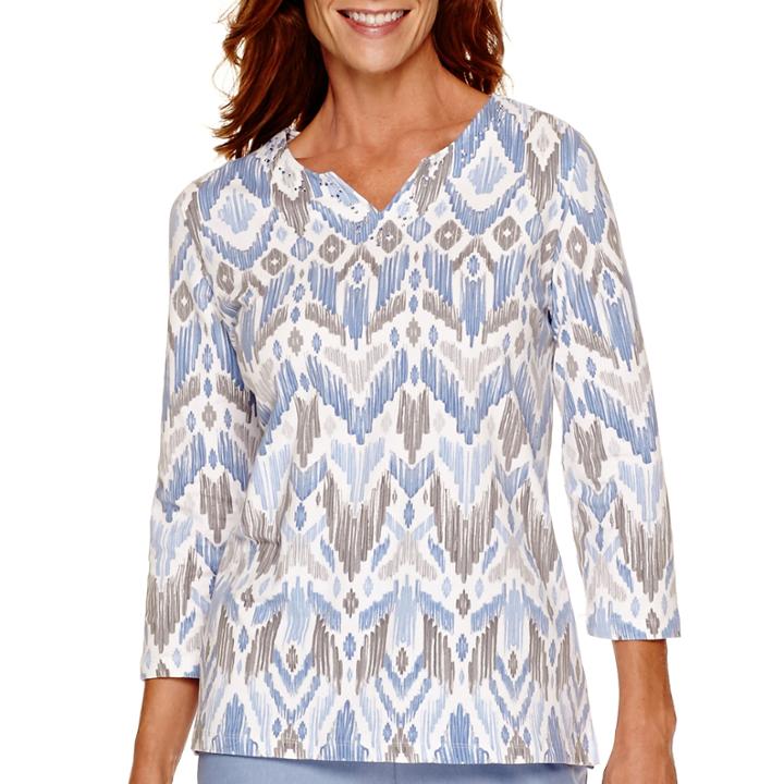 Alfred Dunner Vienna 3/4-sleeve Geometric Print Top