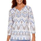 Alfred Dunner Vienna 3/4-sleeve Geometric Print Top