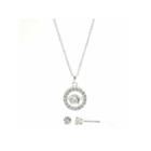 Sparkle Allure Clear Cubic Zirconia Round Heartbeat Pendant With Stud Earrings
