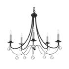 5-light Contemporary Wrought Iron Chandelier With Faceted Crystal Balls
