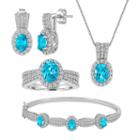 Womens 4-pc. Blue Blue Topaz Silver Over Brass Jewelry Set