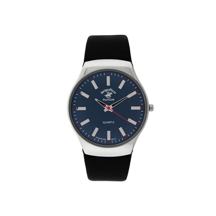 Beverly Hills Polo Club Mens Silver Tone Blue Dial Strap Watches
