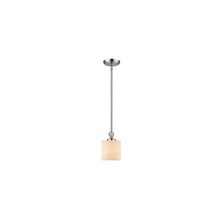 Evette Mini Pendant In Chrome With Opal Glass