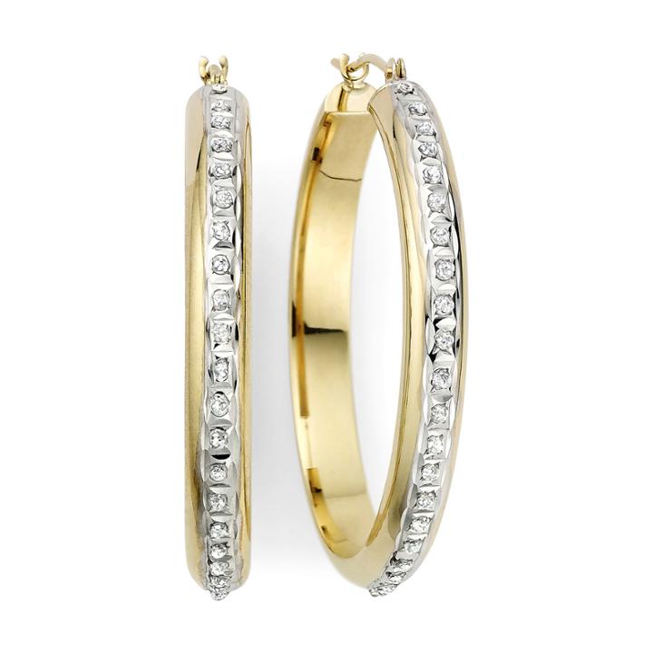 Diamond Fascination&trade; 14k Yellow Gold Flat Hoop Earrings