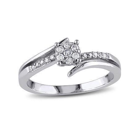 1/5 Ct. T.w. Diamond 10k White Gold Cluster Bypass Promise Ring