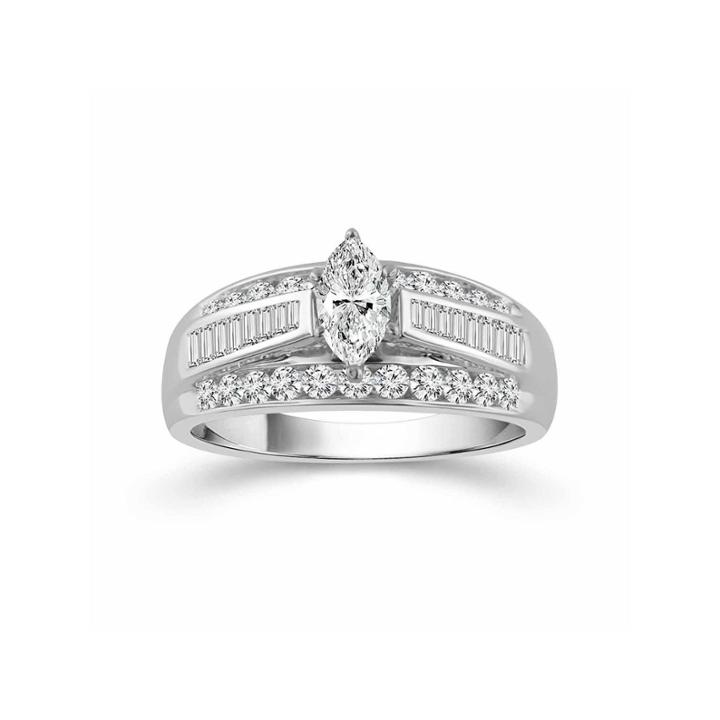 Womens 1 1/2 Ct. T.w. Genuine Marquise White Diamond 14k Gold Engagement Ring