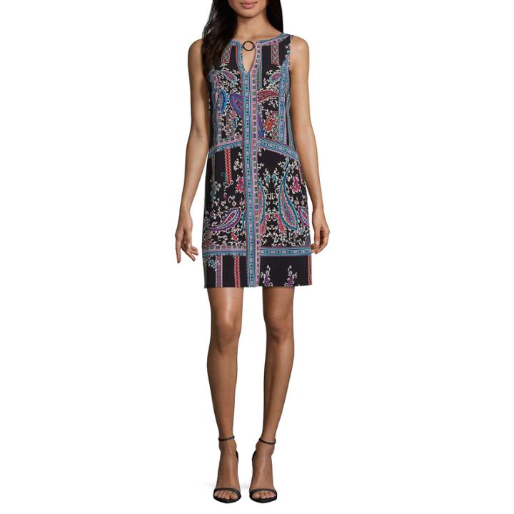 Nicole By Nicole Miller Sleeveless Geometric Sheath Dress