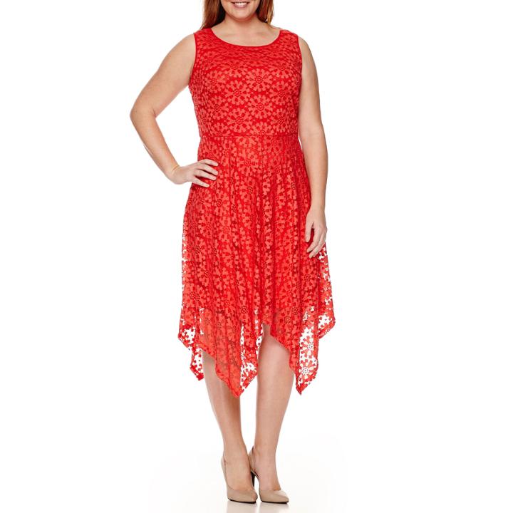 Rn Studio By Ronni Nicole Sleeveless Lace Handkerchief Dress - Plus