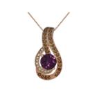 Womens Purple Crystal Gold Over Silver Pendant Necklace