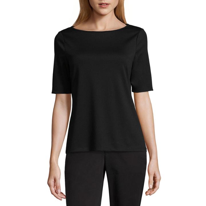 Worthington Elbow Sleeve Crew Neck T-shirt-womens Tall