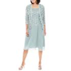 R & M Richards Long-sleeve Lace Chiffon Jacket Dress