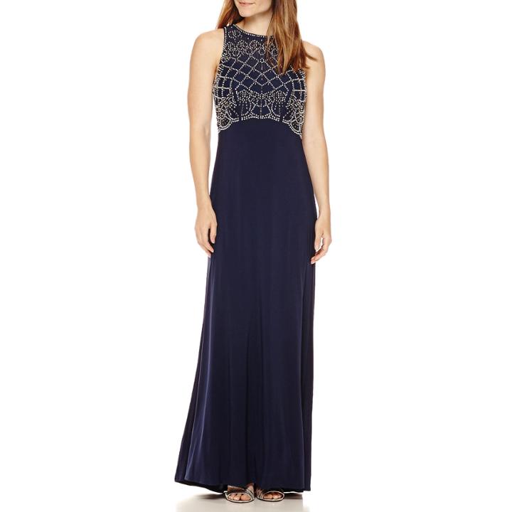 Jackie Jon Sleeveless Beaded Formal Gown