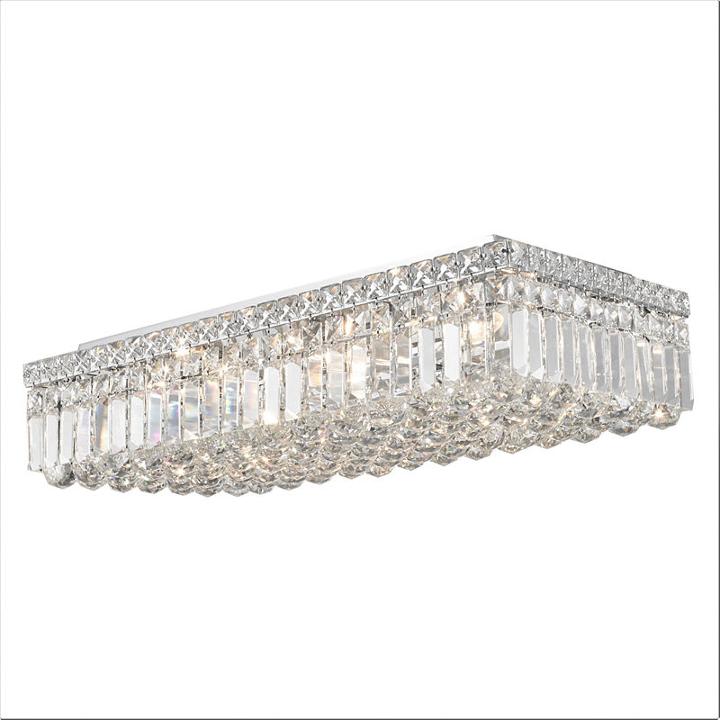Cascade Collection 6 Light 5 Rectangle Chrome Finish And Clear Crystal Flush Mount Ceiling Light