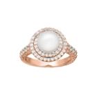Certified Sofia Bridal Cultured Freshwater Pearl & Swarovski Cubic Zirconia Rose Gold Over Silver Ring