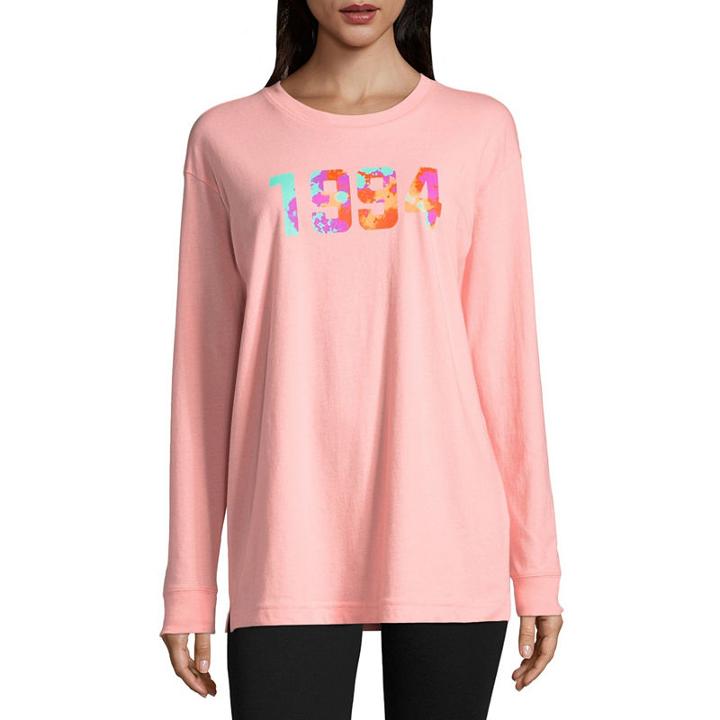 Flirtitude Long Sleeve Round Neck Graphic T-shirt - Juniors