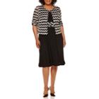 Perceptions 3/4-sleeve Chevron Glitz Jacket Dress - Plus