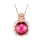 Limited Quantities! 14k Rose Gold Over Silver Glass-filled Ruby And Lab-created White Sapphire Pendant