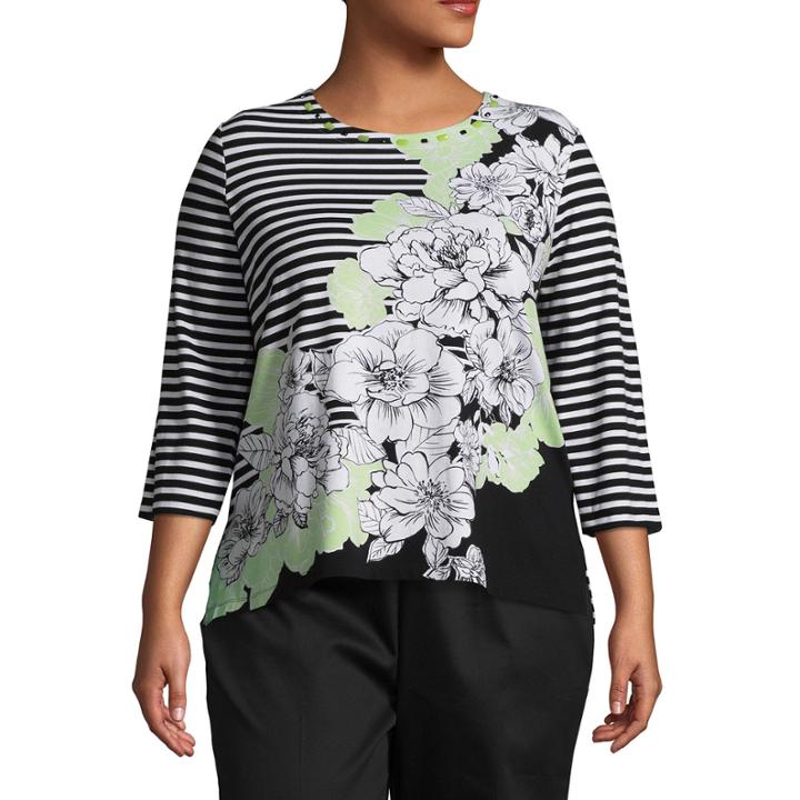 Alfred Dunner In The Limelight Asymmetrical Floral T-shirt- Plus