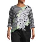 Alfred Dunner In The Limelight Asymmetrical Floral T-shirt- Plus