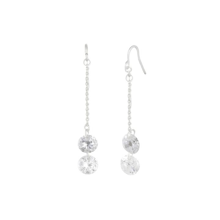 A.n.a Cubic Zirconia Silver-tone Chain Drop Earrings