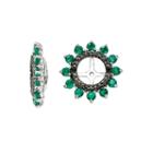 Lab-created Emerald And Black Sapphire Sterling Silver Earring Jackets
