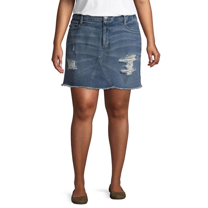 Arizona 4 1/2 Destructed Roll Cuff Midi Shorts-juniors Plus