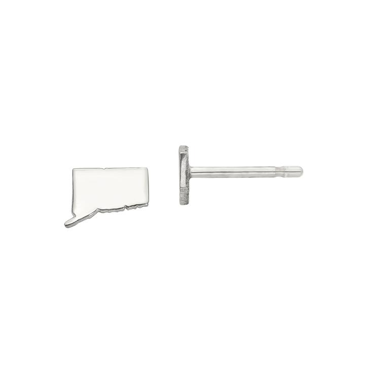 Personalized Sterling Silver Connecticut Stud Earrings