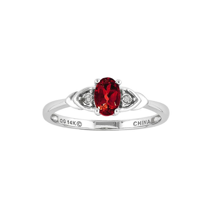 Oval Genuine Ruby And Diamond-accent 14k White Gold Ring