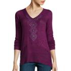 Unity&trade; Long-sleeve Jeweled V-neck Jersey T-shirt