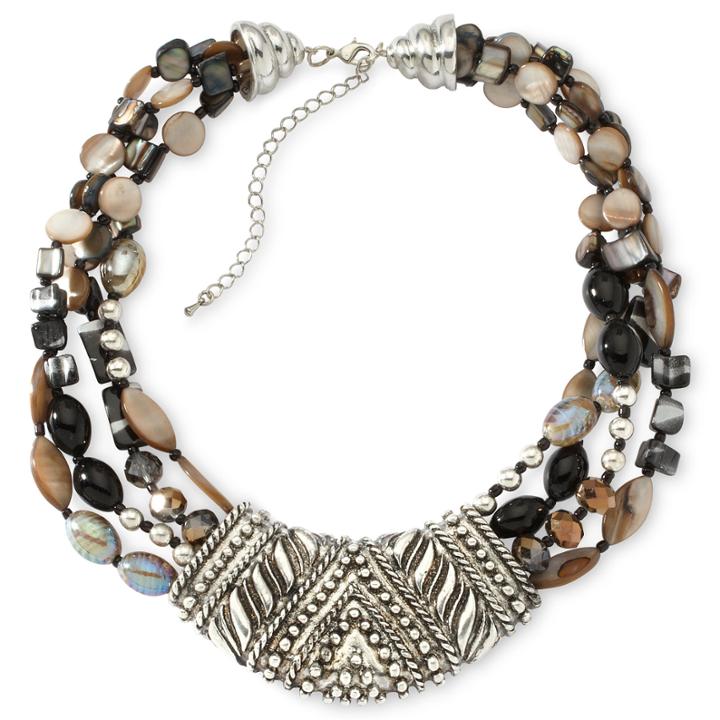 Beaded Shell Metalwork Necklace
