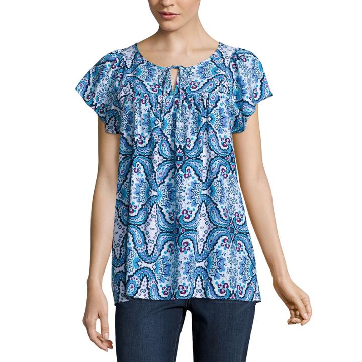St. John's Bay Short Sleeve Crew Neck Rayon Blouse