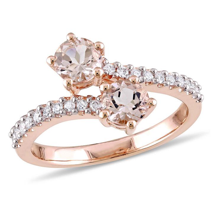 Womens 1/5 Ct. T.w. Morganite Pink 10k Rose Gold Cocktail Ring