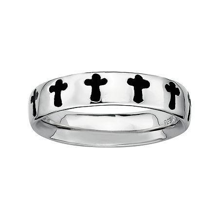 Personally Stackable Sterling Silver Cross Stackable Ring