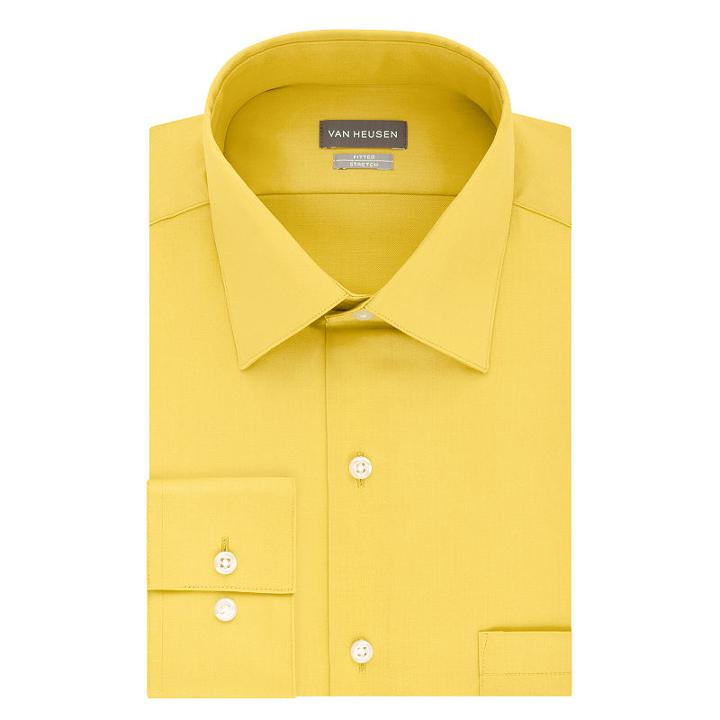 Van Heusen No-iron Lux Sateen Long Sleeve Dress Shirt - Fitted