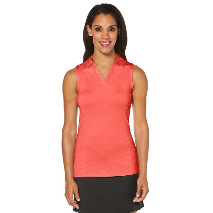 Pga Tour Easy Care Sleeveless Mesh Polo Shirt