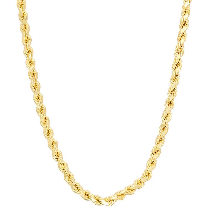 14k Gold Over Silver Solid Rope 16 Inch Chain Necklace