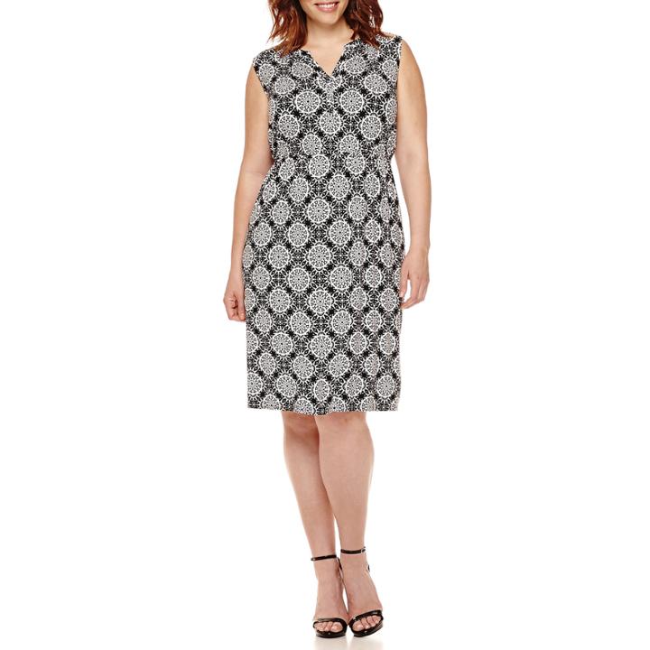 St. John's Bay Sleeveless Popover Henley Printed Flip Flop Dress - Plus