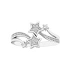Enchanted Fine Jewelry By Disney Enchanted By Disney Womens 1/10 Ct. T.w. Genuine White Diamond Sterling Silver Bypass Ring