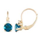 Blue Topaz 10k Gold Drop Earrings