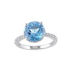 Genuine Blue Topaz And 1/10 Ct. T.w. Diamond 10k White Gold Ring