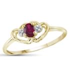 Womens Diamond Accent And Lab-created Red Ruby Gold Over Silver Delicate Ring