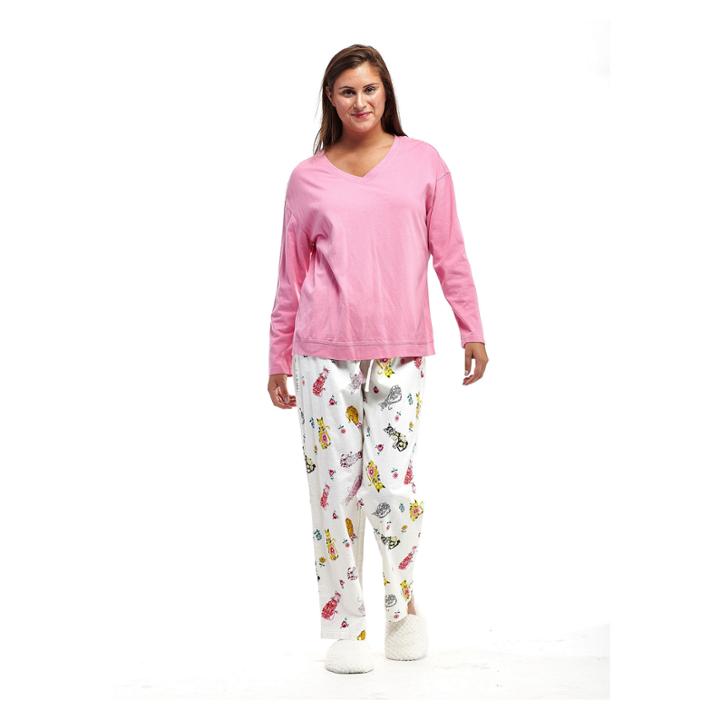 La Cera Plus-size Knitted Flannel Pjs - Plus