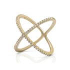 Cubic Zirconia 14k Yellow Gold Over Silver X Ring