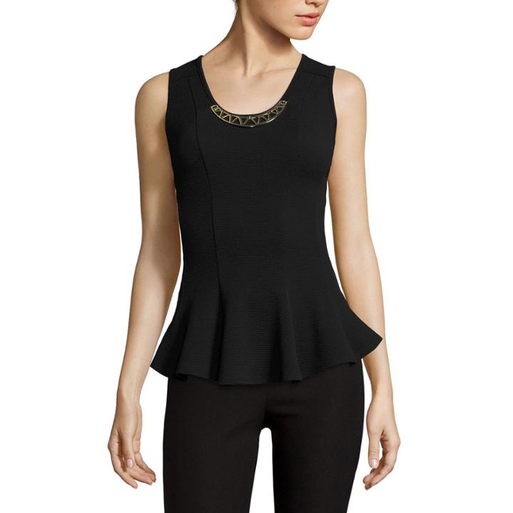 By & By Sleeveless Textured Knit Peplum Tank Top - Juniors