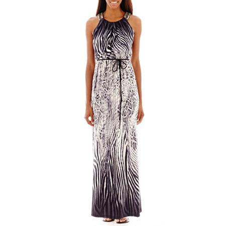 Studio 1 Sleeveless Animal Print Blouson Maxi Dress - Petite