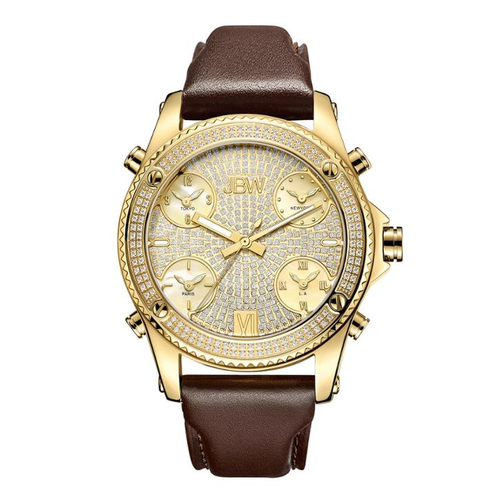 Jbw 18k Gold-plated Stainless-steel Jet Setter Mens Gold Tone Strap Watch-j6354a
