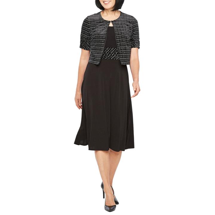 Perceptions Elbow Sleeve Velvet Jacket Dress