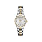 Bulova Womens Diamond-accent Two-tone Stainless Steel Bracelet Watch 98r166