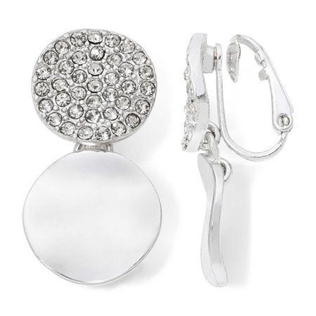 Liz Claiborne Crystal Silver-tone Clip-on Earrings