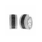 Color Enhanced Black & White Diamond Accent Sterling Silver Hoop Earrings